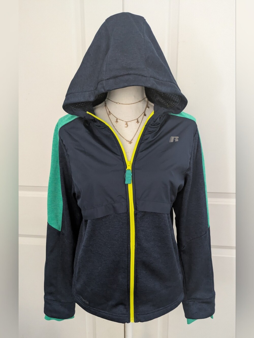 Russell Jacket Blue Cove No Size Tag Fits Womens S Boys XL
